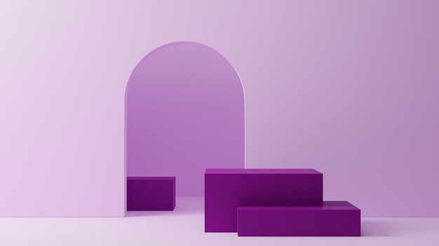 pedestal roxo violeta mínimo de luxo ou exibição de maquete de pódio, plataforma vazia para vitrine de produtos