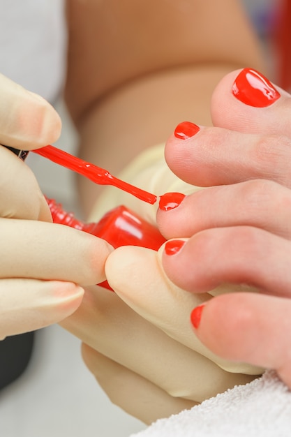 Pedicure processo macro closeup