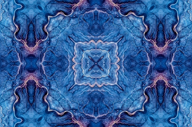 Pedra ágata, lápis-lazúli, mineral azul, mármore marinho aquarela, padrão de repetição de corte geométrico. ilustração de um fundo redondo de textura de pedra