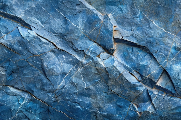 Pedra áspera azul com padrão geométrico e textura de rachaduras