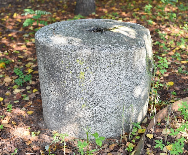 Pedra de moinho antiga ou pedra de moinho usada em moinhos