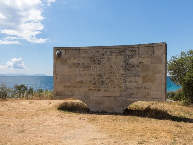 Pedra memorável em Anzac Cove Gallipoli