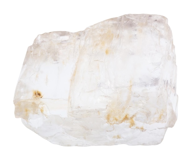Pedra preciosa de castorita petalita isolada em branco