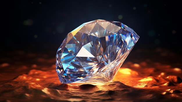 Pedra preciosa de diamante de beleza cintilante em ilustração gerada por IA de foco