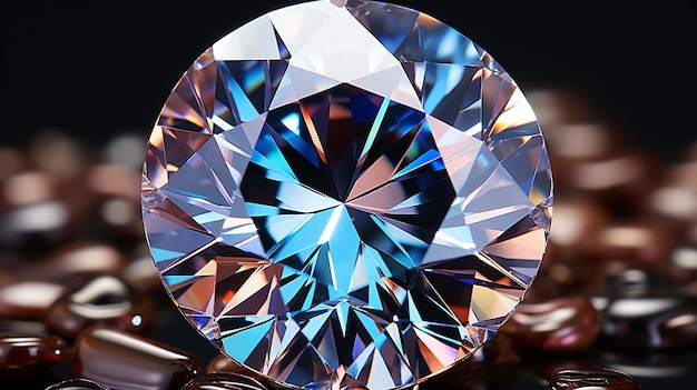 pedra preciosa de diamante em fundo azul escuro