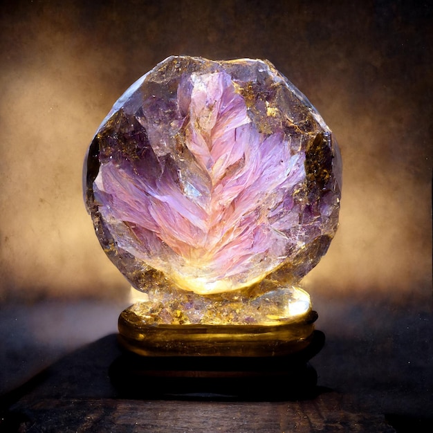 Pedra preciosa rosa dourada natural