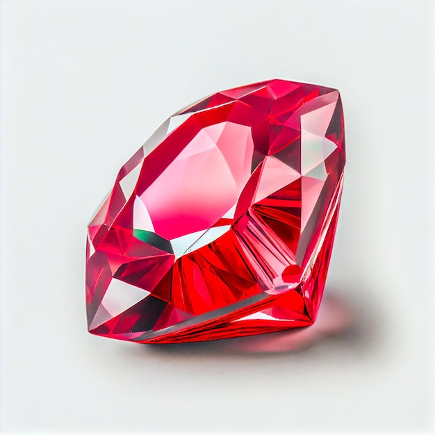 Pedra preciosa rubi isolada em fundo branco para joalheria Beleza close-up shot