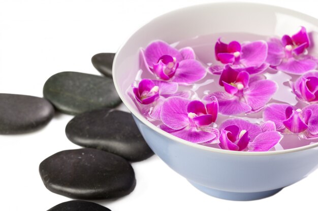 Pedra Zen e orquídea. conceito de spa