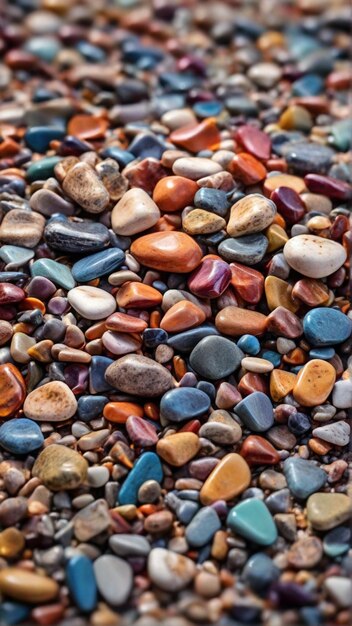 Foto pedras coloridas com muitas pedras e seixos em cima de fotos de papel de parede realista