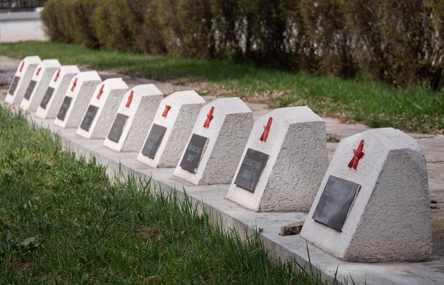 Foto pedras de túmulo da união soviética no memorial