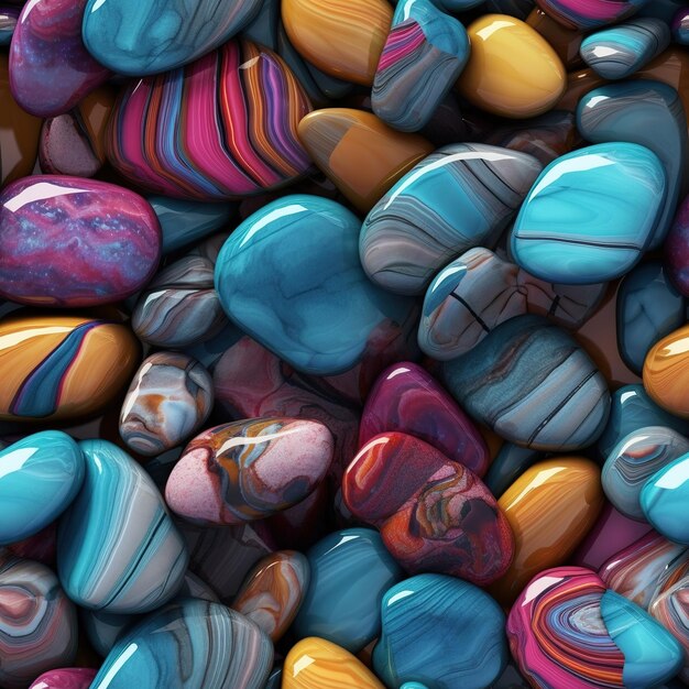 Pedras lisas e coloridas