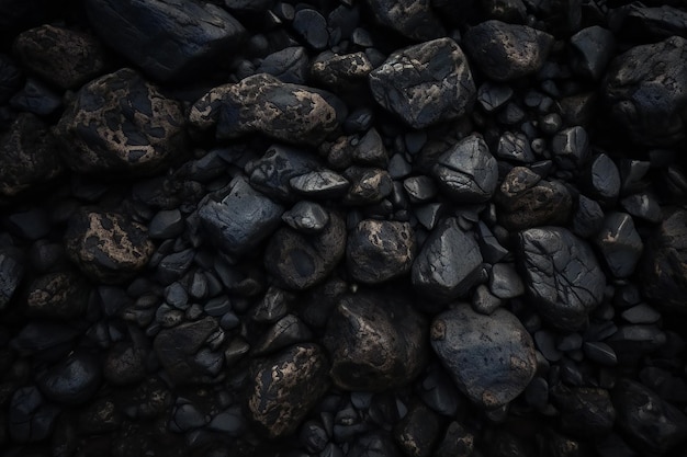 Pedras negras na textura de fundo da praia