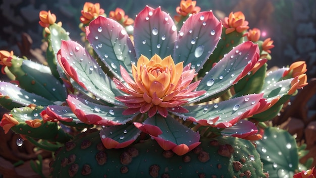 Pedras preciosas do deserto Um retrato em close-up da resiliência da flor de cacto