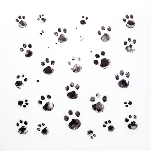 Foto pegadas de animais e pegadas em fundo branco