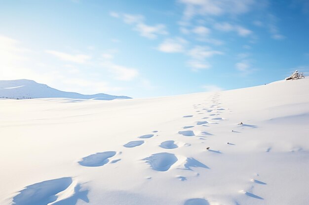 Foto pegadas de ptarmigan atravessando a neve