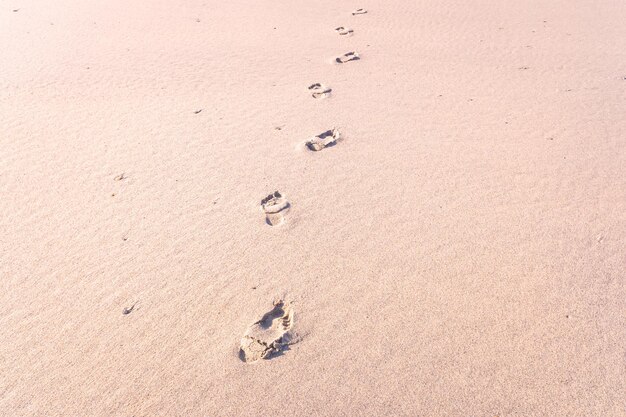 pegadas humanas na areia de uma praia