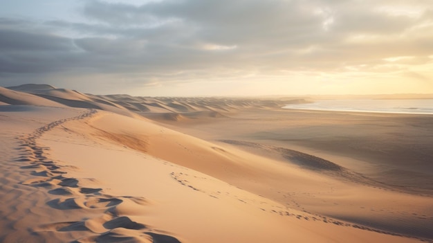 Pegadas majestosas Paisagens atmosféricas das dunas de areia da Namíbia