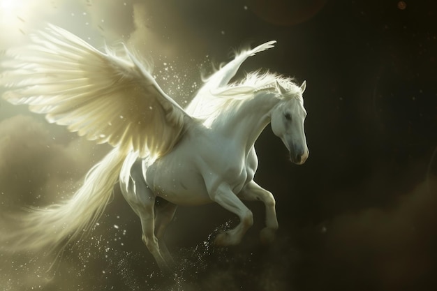 Pegasus blanco mágico genera Ai