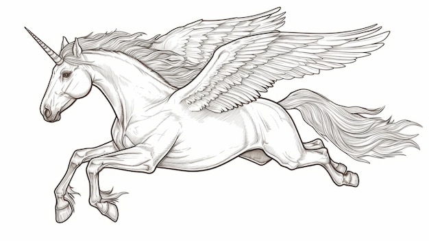 Foto pegasus caballo alado criatura legendaria en el reino mítico lleno de libertad y momentos hermosos