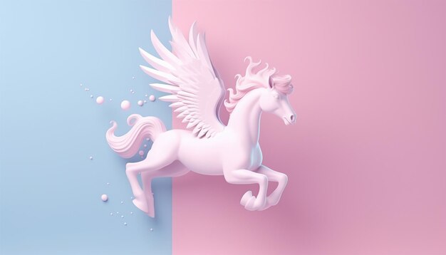 Pegasus de dibujos animados con alas unicornio caballo mágico alas de caballos lindos caballos voladores de color rosa