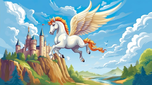 Pegasus de fondo abstracto Ilustración intrincada que muestra la majestuosa belleza de una pegas mágica