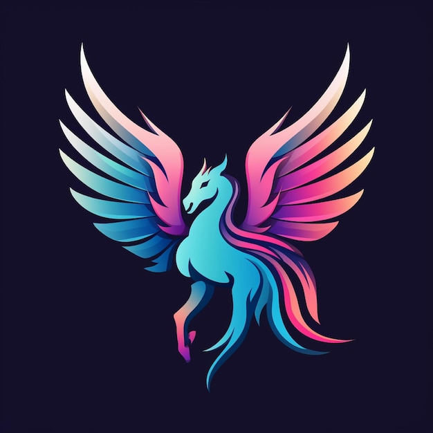 Pegasus-Gradient-Farblogo mit Einzelheiten