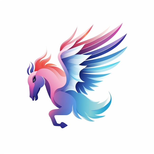 Pegasus-Gradient-Farblogo mit Einzelheiten