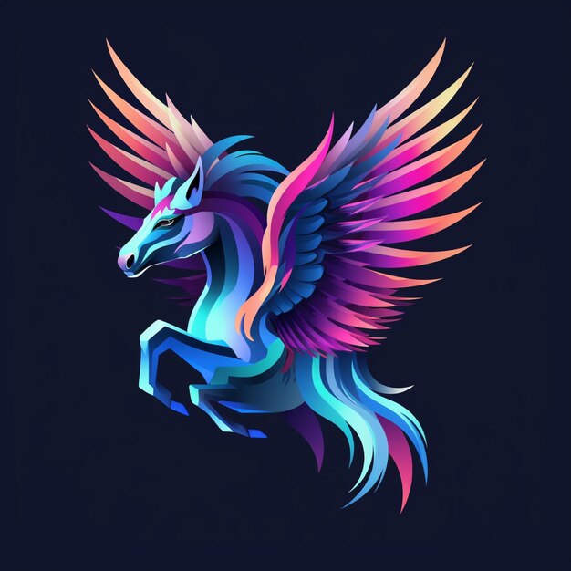 Pegasus-Gradient-Farblogo mit Einzelheiten