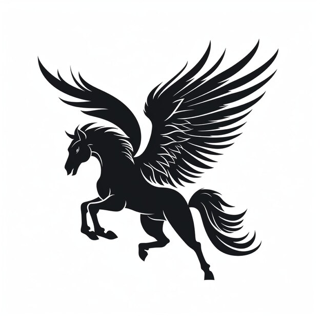 Pegasus-Logo auf schwarzem Hintergrund