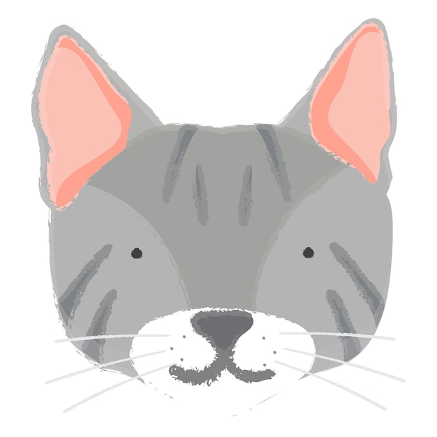 Pegatilla de gato gris Png dibujada a mano con fondo transparente
