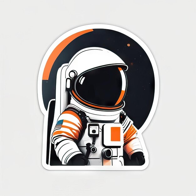 Pegatina de astronauta con ropa y casco.