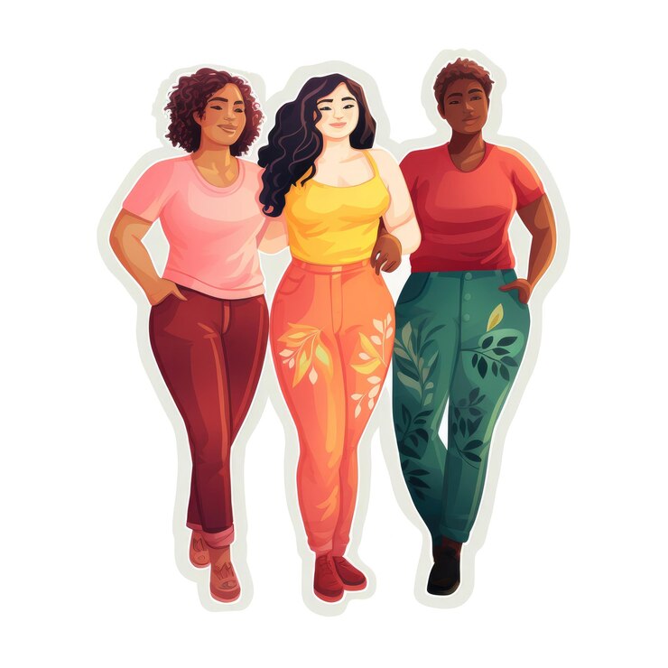 Foto pegatina de un body positivo más allá de los estereotipos mujeres que se quieren tal y como son