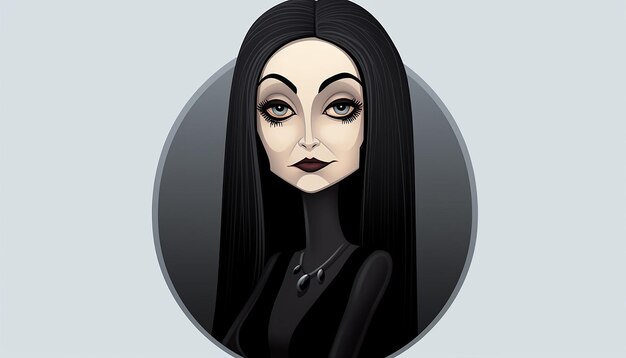 La pegatina de dibujos animados de Doug al estilo de Morticia Addams