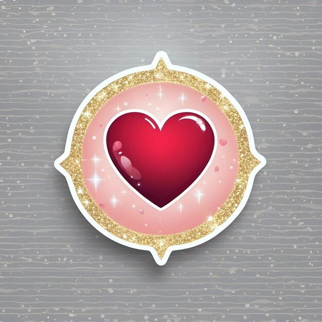 Foto una pegatina de un emoticón de ojos de corazón.