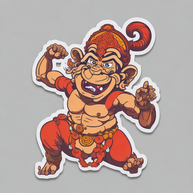 Foto una pegatina feliz de lord hanuman