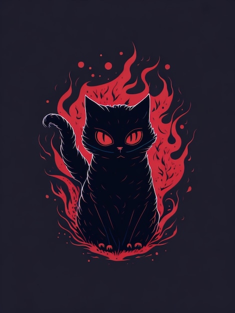 una pegatina de gato colorida para el diseño de la camiseta