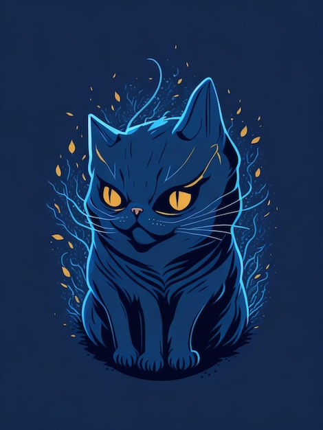 una pegatina de gato colorida para el diseño de la camiseta