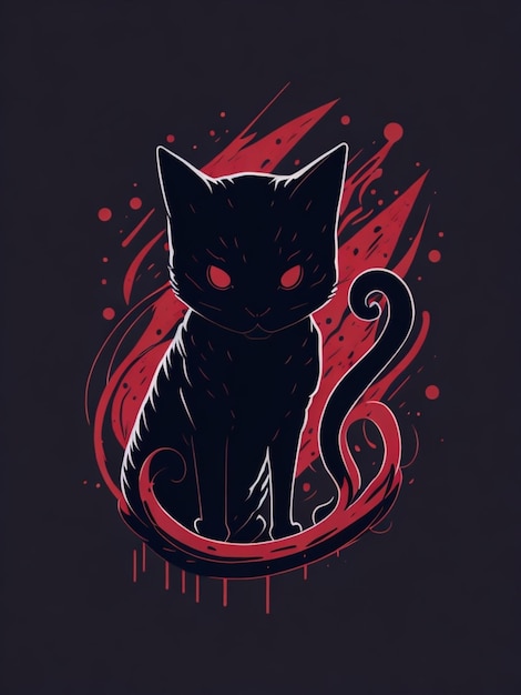 una pegatina de gato colorida para el diseño de la camiseta