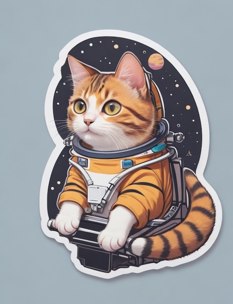 Pegatina de un gato en el espacio.