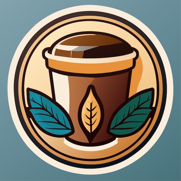 pegatina hecha taza de café con granos de café ilustración vectorial garabateada