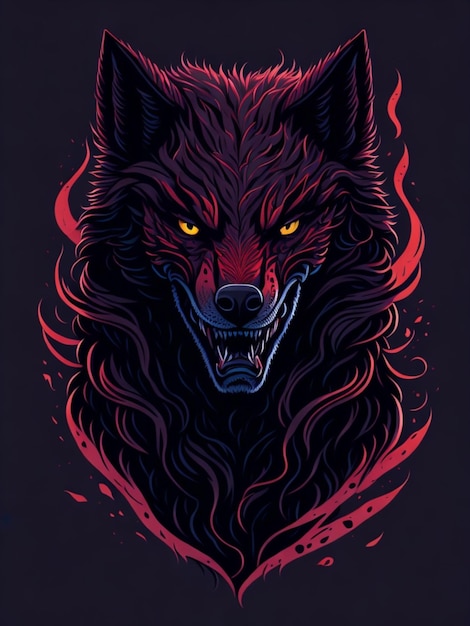 Una pegatina de un lobo para el diseño de camisetas.