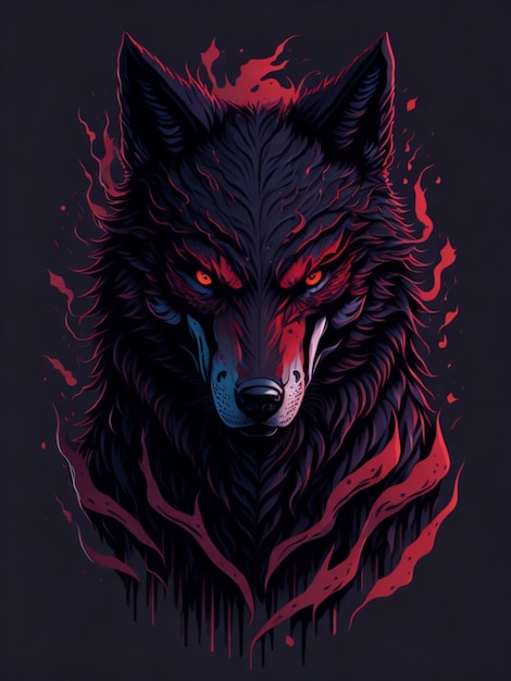 Una pegatina de un lobo para el diseño de camisetas.