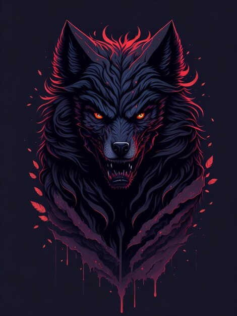Una pegatina de un lobo para el diseño de camisetas.