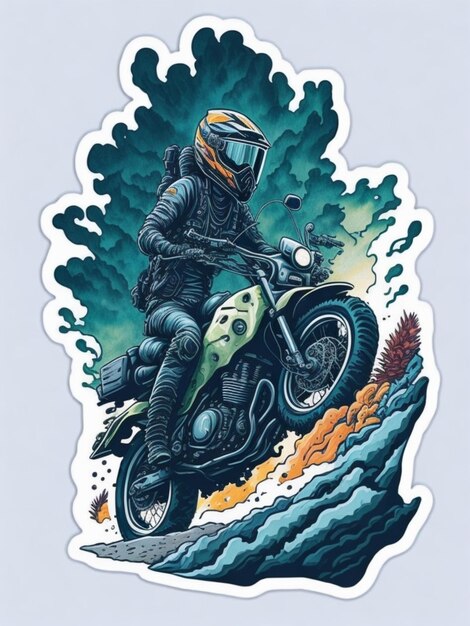 Una pegatina de una moto para el diseño de camisetas.