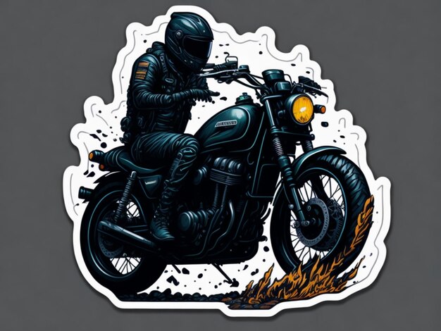 Una pegatina de una moto para el diseño de camisetas.