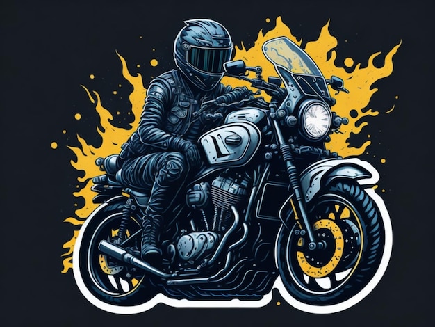 Una pegatina de una moto para el diseño de camisetas.