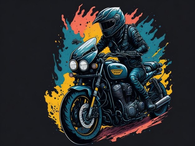 Una pegatina de una moto para el diseño de camisetas.