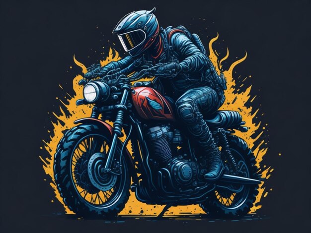 Una pegatina de una moto para el diseño de camisetas.