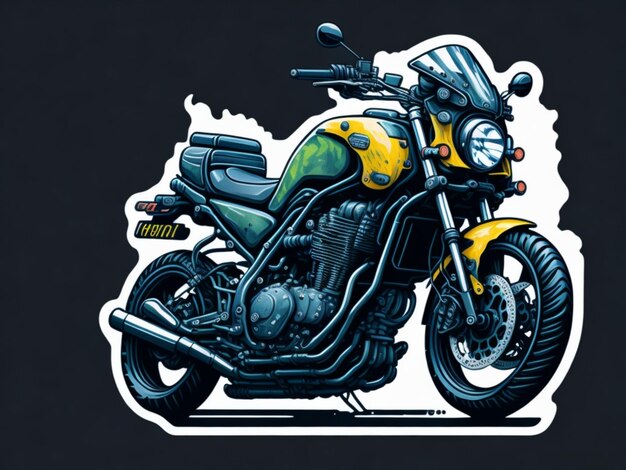 Una pegatina de una moto para el diseño de camisetas.