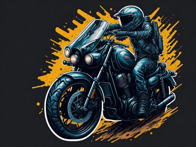 Una pegatina de una moto para el diseño de camisetas.